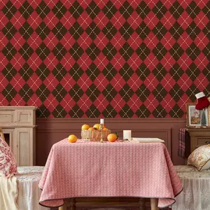 Self-Adhesive Waterproof Vinyl Wallpaper Roll, Decorative Wallpaper, Diamond Pattern, Christmas Theme, Home Decor for Living Room Bedroom Kitchen