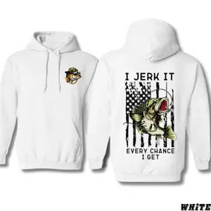 Patriotic Fishing Hoodie I Jerk It Every Chance I Get Funny Bass Fisherman Sweatshirt Camo Hat Angler Pullover Country Boy Outdoor Fishing Gift Hoodie for Men
