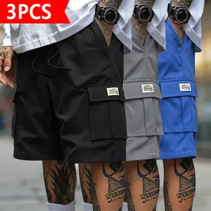 Men’s 3-Pack Fashion Streetwear Cargo Shorts — Loose, casual knee-length design with multiple pockets and quick-dry fabric. Suitable for sports and beach wear, it’s a summer fashion essential.