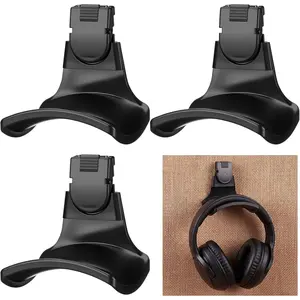 4 Set Fabric Wall Headphones Hook for Cubicle Organization Headset Stand for Desk Office Accessories Cubicle Decorations (Black)