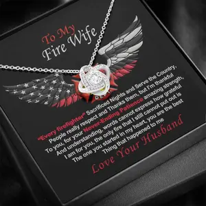 Fire Wife Love Knot Necklace, Firefighter Wife Gift, Gift for Birthday, Gift for Anniversary, Jewelry Message Card, Necklace Gifts For Birthday, Anniversary, Christmas Day, Thanksgiving