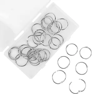 Loose Leaf Book Binder Rings 1-Inch 30 Pack Metal Nickel Plated for Key Rings, for Index Cards, Office School Supplies, Sliver