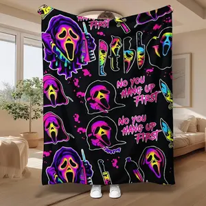 Horror Movie "No You Hang Up" Blanket Super Soft Fuzzy Warm Flannel Fleece Throw for Couch Bed, Lightweight Cozy Microfiber Bedding, Scary Halloween Gift for Horror Fan Teens Men Women
