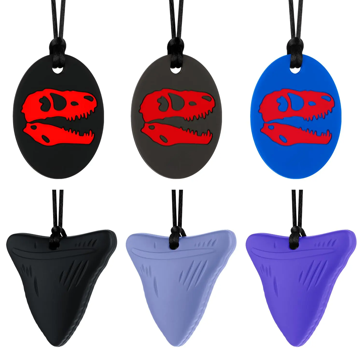 Chewy Necklace for Sensory Kids, Sensory Chewable Toys, 6 Packs Chewable Necklace for Autism, ADHD, Anxiety, Oral Motor Stimulation