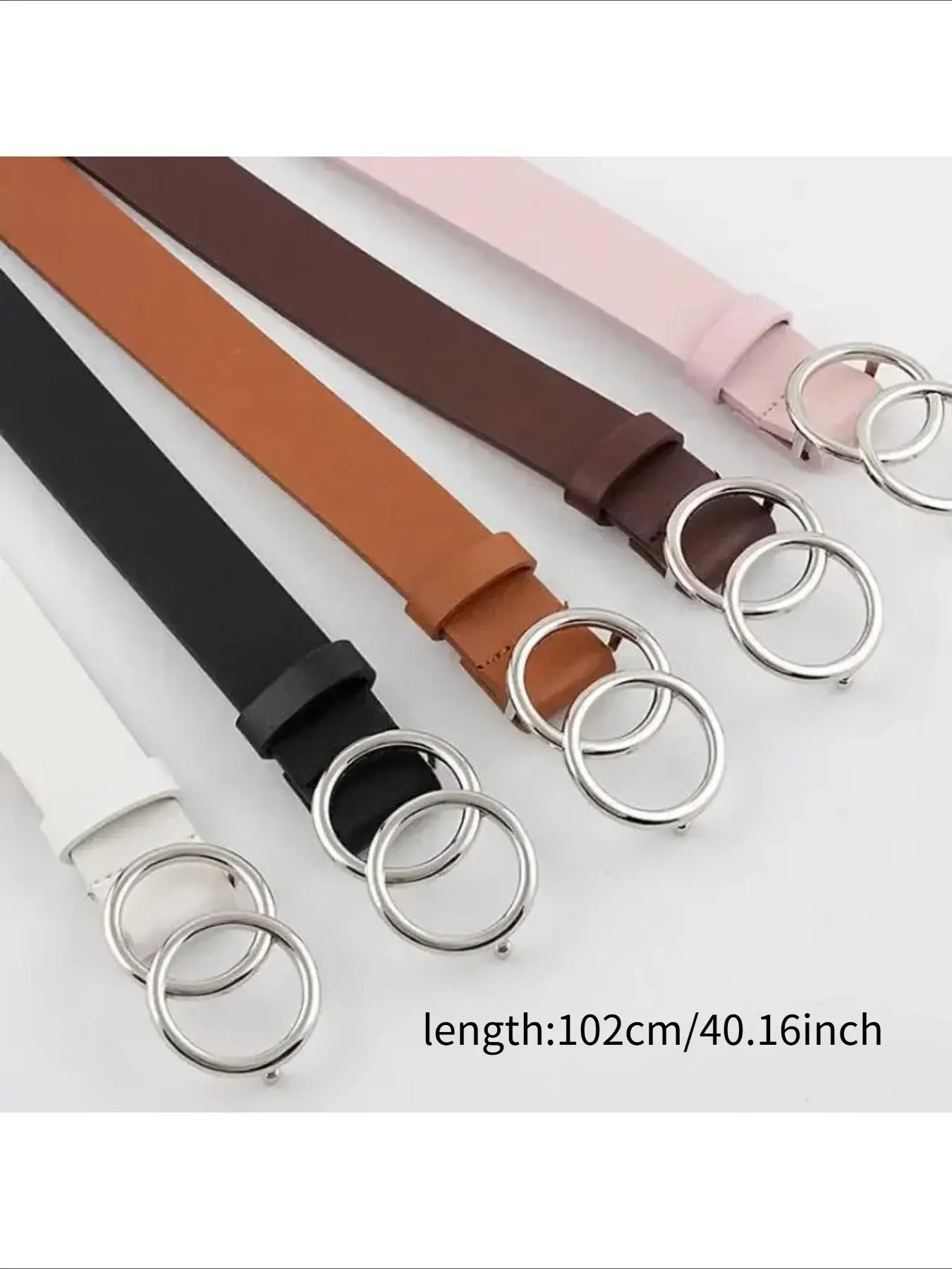 3 Pack Women Waist Belts for Jeans Pants Dresses, Double O-Ring Gold Buckle 3 Pack Women main image 3