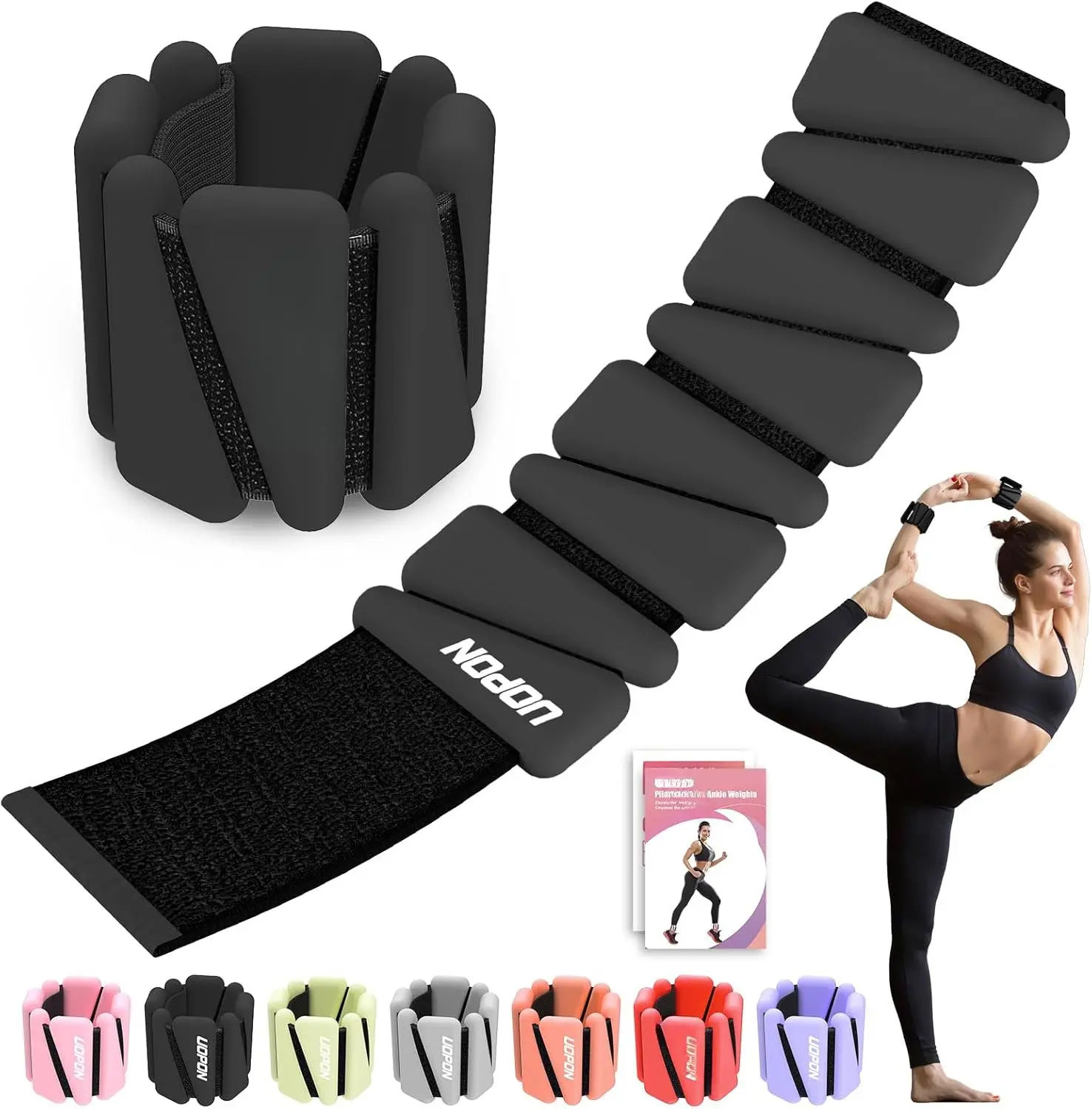 Wrist Ankle Weights for Women Set of 2, Adjustable  Weighted Bangles, Wearable Ultra-durable Strips Weight Bracelet 2 lbs/4 lbs for Yoga, Pilates, Barre, Walking, Arm &  Workout