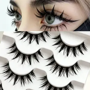 5 pairs of wet-style manga lashes, Thai cosplay, 12-18MM thick appearance with a damp effect, spiked lashes, doll eyes lash extension set Cosmetic Eyelashes Eyelash Extensions