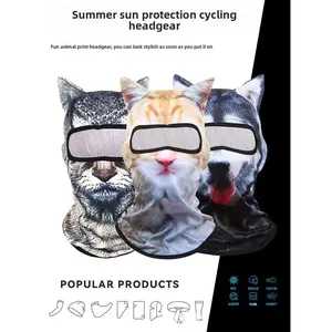 3D animal pattern face kini sunscreen mask outdoor funny play water cap protection full face digital printing headgear