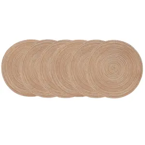 Set of 6 Round Woven Table Mats, 15 Inch Cotton Polyester Dining Table Pads, Perfect for Holiday Parties, Durable and Stylish Design