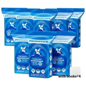 Flushable Wipes Unscented  Corner-Connected Wet Wipes Adult  Based Fibers with Probiotics  Free Sewer Safe  Wipe Travel 8 Packs of 80 Wipes