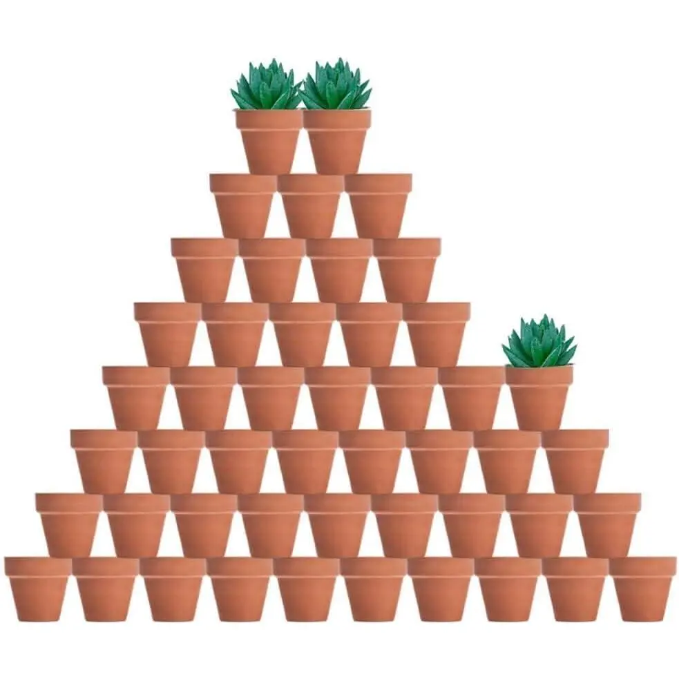 Vensovo 48 Pcs 2 in Tiny Terracotta Pots with Drainage - Assorted Succulent Flower Pots & Planters, Small Mini Clay Ceramic Pottery for Indoor/Outdoor Plants, Baby Shower, Party Decoration, Crafts