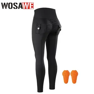 WOSAWE Women's Motorcycle Yoga Leggings with Removable Knee Pads Butt Lifting Cargo Pants