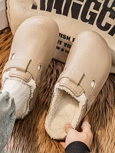 Women's Fleece Lined - One-Piece Thick Warm Clog Shoes, Stylish Punk Clogs, Windproof Waterproof for Indoor Outdoor, Casual Shoes Clogs