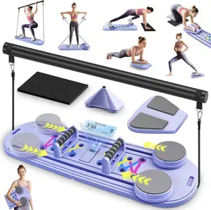 Pilates Reformer 8-in-1 Multi-Functional ABS Yoga Board Portable Foldable Core Strength Training Equipment for Men & Women Home Fitness
