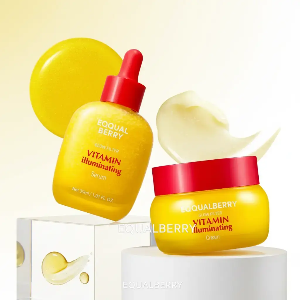 EQQUALBERRY Vitamin Illuminating Serum & Cream Set - Vitamin C & Niacinamide | Targets Dark Spots | Strengthens Skin Barrier with Ceramides | Glowy, Lightweight Hydration summerwins