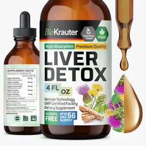 BioKrauter Liver Detox Tincture 4 FL OZ Vegan High Absorption Premium Quality Supplement for Optimal Liver Function & Well-being Edible Healthcare Dietary