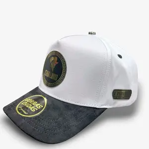 Chalino Placa Style Lettered Premium Headwear, High-Quality Adjustable Snapback Cap, White-Black Color Combination