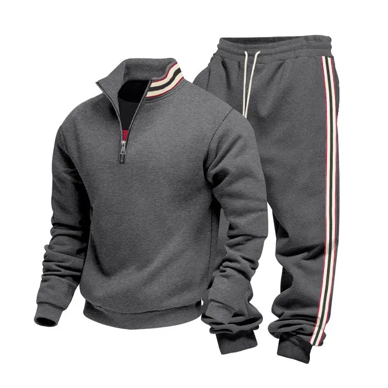 Men's 2-Piece Wolf Print Hooded Sweatshirt & Drawstring Track Pants Set - Long-Sleeved Casual Sportswear for Autumn, Winter Everyday, Indoor & Outdoor Use