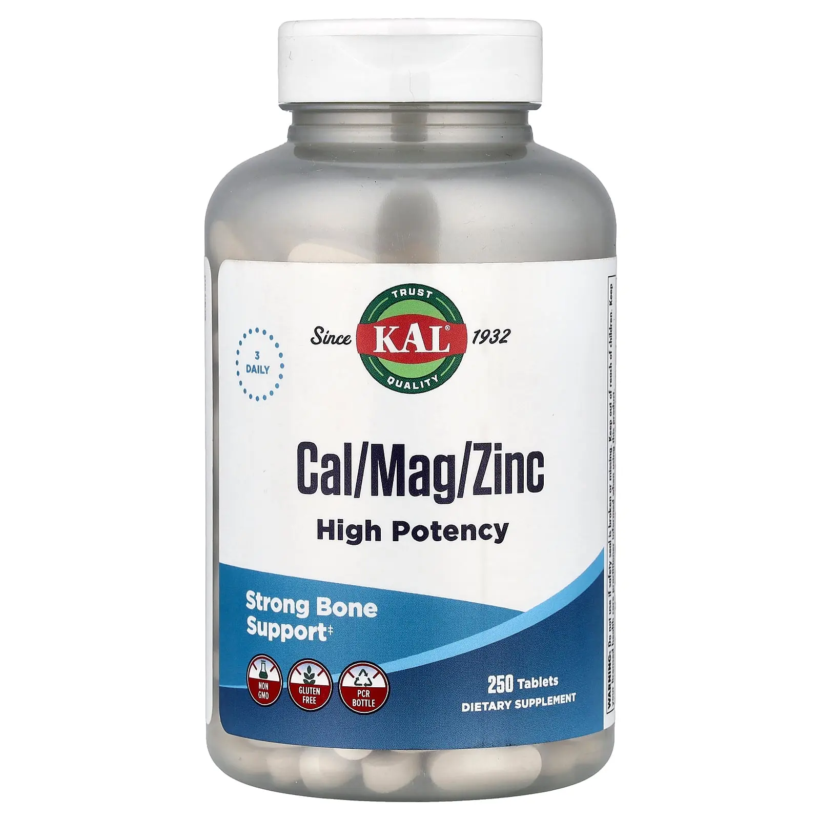 KAL Cal/Mag/Zinc, High Potency, 250 Tablets