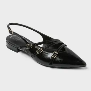 Women's Twiggy Multi Buckle Mini Heel Flats with Memory Foam Insole - A New Day
