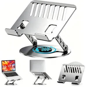 Ergonomic Laptop Stand 360 Rotating Aluminum Computer Riser Adjustable Height Notebook Holder Foldable Desktop Laptop Lift for Office Meeting Study Room Desk Accessories Cooling Ventilated Laptop Support for iPad MacBook Air PC Chromebook Surface 2026