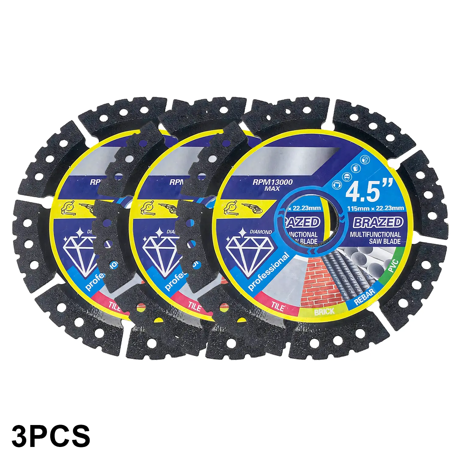 4.5-Inch Diamond Coating Cutting Discs, 3pcs Indestructible Cut-Off Wheels for Metal Rebar, Porcelain Tile, Concrete #MothersDayGift #GiftsForHer,