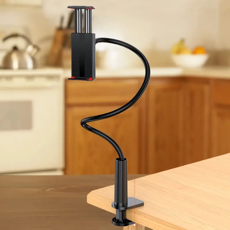 Adjustable Gooseneck Tablet & Phone Stand, Tablet Mount Stand, Tablet Holder Stand, Sturdy Stand, Durable Aluminum Alloy Design for Bed Desk Sofa, Compatible with iPad Kindle Galaxy Tablets, Tablet Stands