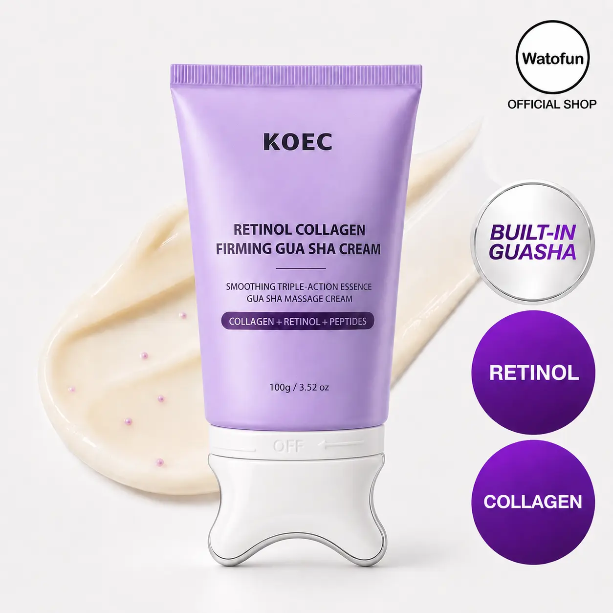 [NEW] WATOFUN 2-in-1 Collagen Retinol Refining Guasha Lifting Cream, 5-Minute Instant De-Puffing & Lifting Face Massager, Jawline Definer, Peptide & Retinol for Wrinkle Care,Plumping Elasticity for Sagging Skin, Premium At-Home Spa Ritual