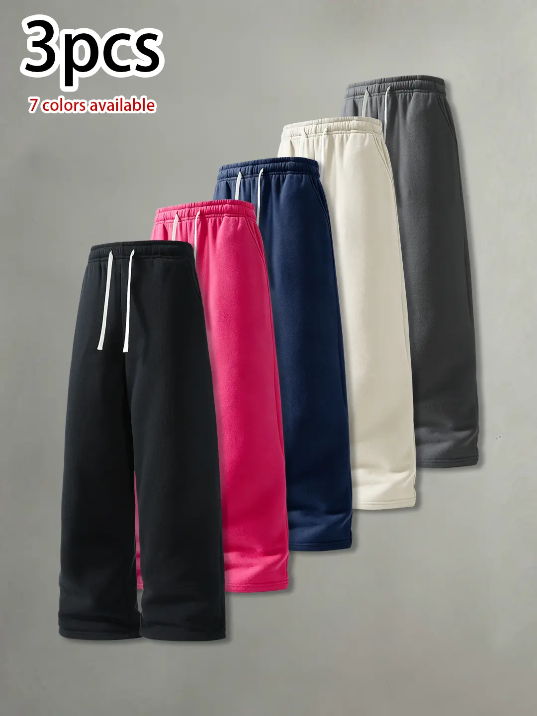 Pack of 3: men’s simple drawstring waist pants for spring, summer, and autumn—comfortable sports casual long pants that are versatile for everyday wear.