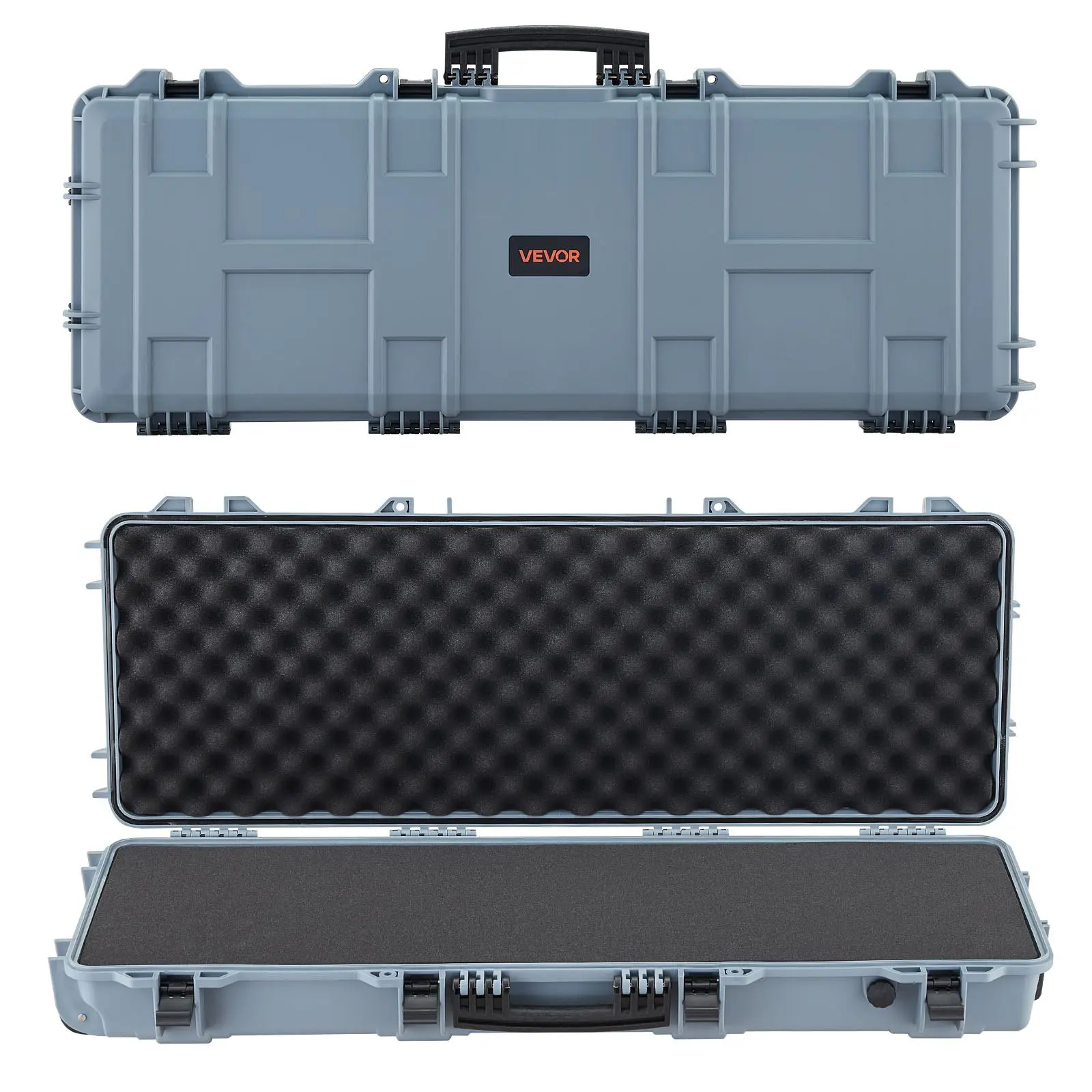 VEVOR Hard Rifle Case, Lockable Rifle Case with Pre-cut Foams, 42 in Movable Gun Storage with Wheels, IP67 Waterproof Dustproof Pistol Storage for Rifle, Shotgun, Airsoft Gun, Grey tiktokshopbacktoschool