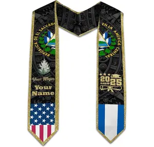 Customized El Salvador Graduation Sash, El Salvador Graduation Stole, Salvadorans Flag Graduation Stole Class of 2025