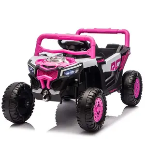 12V Kids Ride On UTV, 2-Seater Off-Road Electric Vehicle with Parent Remote Control, LED Lights & Music, Pink Ride On Car for Girls Ages 3-8