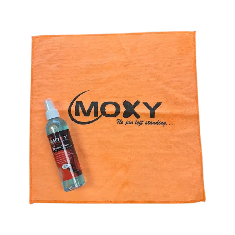 Moxy Xtreme Power Clean Ball Cleaner 8oz Spray Bottle with Moxy Micro Fiber Cleaning Towel - Removes Oil from the Ball, Cleans Belt Marks from the Ball, Works on all Coverstocks, USBC Approved Anytime