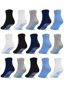 Toddler Boy's  Solid Non-slip Crew Socks, Casual Soft Socks, Casual Comfortable Breathable Socks for Daily Wear, Kid's Socks for All Seasons