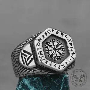 GTHIC Vintage Tree of Life Vegvisir Rune Stainless Steel Viking Ring Mystic Unisex Jewelry for Daily & Party Wear