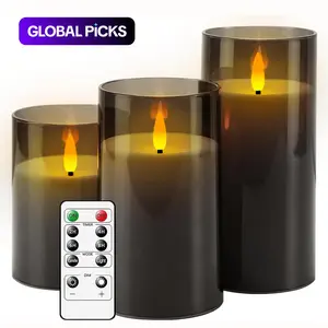 Battery-Operated Flickering Flameless Candle Light, Remote Control Realistic Smokeless Candle Lamp, Desk Decorative Candle Light for Home Decor, LED Candle Lamp #GLOBAL PICKS