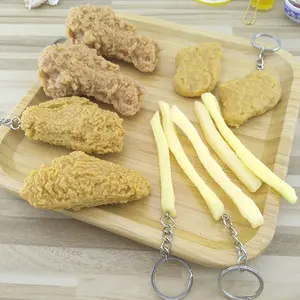 Simulation Food Keychain French Fries Chicken Nuggets Keychain Fried Chicken Legs Food Pendant Children's Toy al Gift