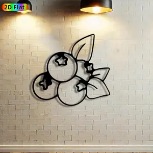 1pc Blueberry Metal Wall Art, Fresh Blueberry Statue Mural, Ideal Gift for New Year, Easter, Fruit Decor Enthusiasts, Rust-Resistant Metal Wall Decor Wall Sculptures, Perfect for Kitchen Wall & Garden Fence, Charming Home Accent