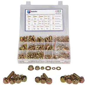 549PCS Heavy Duty Metric Bolt Assortment Kit, M6 M8 M10 Flange Bolts, Nuts & Washers, Grade 8.8 Alloy Steel for Automotive & DIY Repair