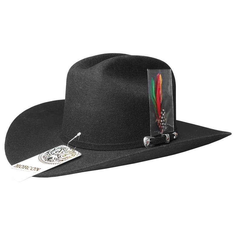 Morcon 10x Chaparral Black Felt Cowboy Hat 3.5" Brim 4.5" Short Crown Texana