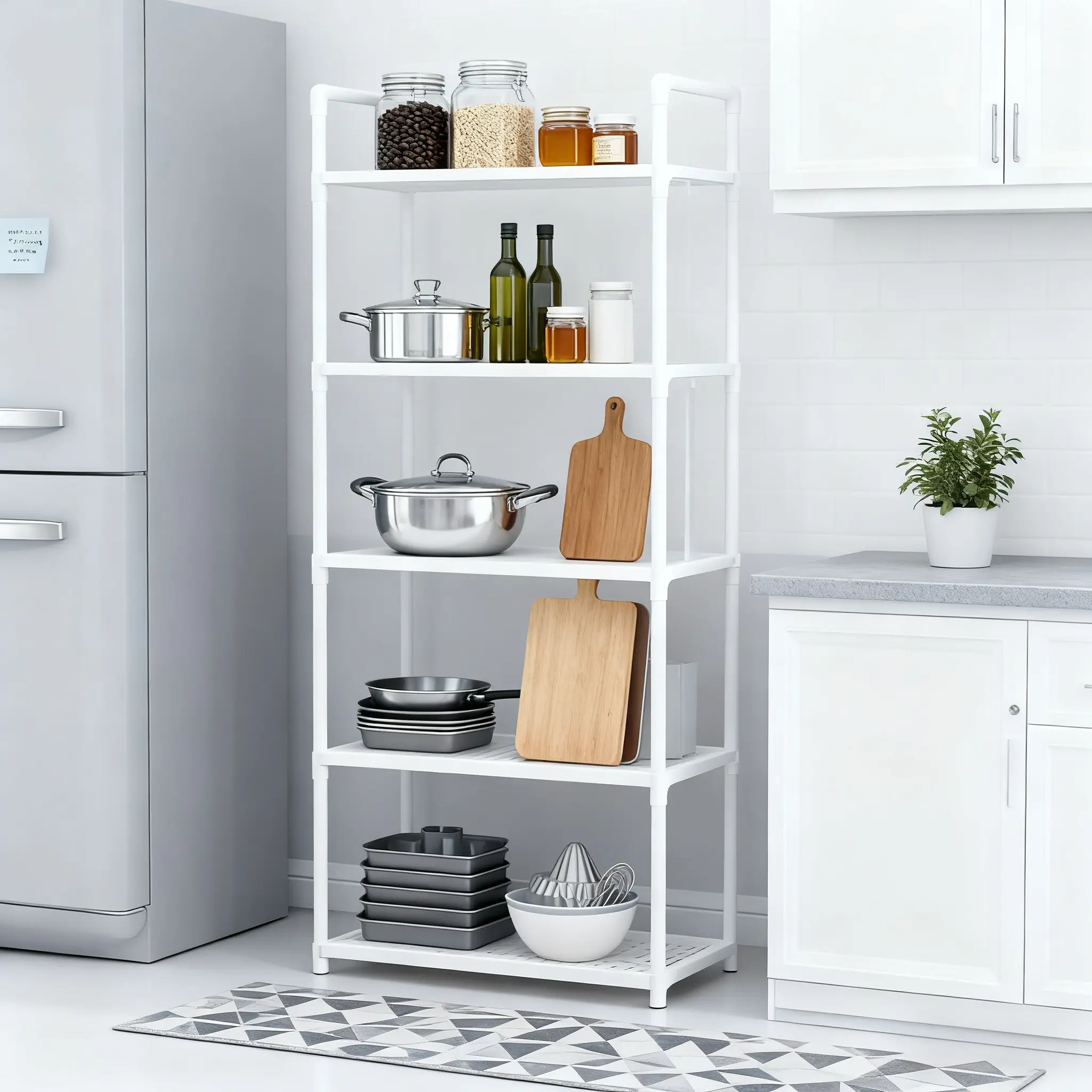5-tier adjustable independent storage rack, durable and practical, easy ...