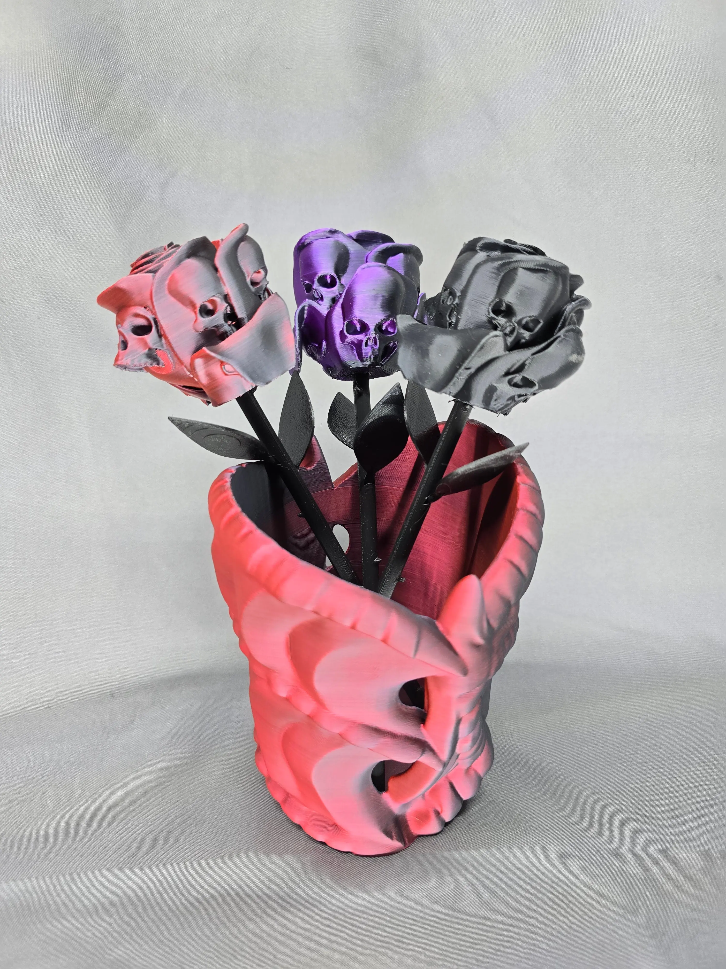 The Forbidden Rose decoration featuring a rose with thorns, 2 leafs and petals with skulls Decorative Fruit