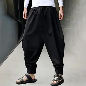 Loose Harem Pants Vintage Jogger Trousers Elastic Waist Streetwear Wide Leg Pants for Men Comfortable & Stylish Casual Flare Leg