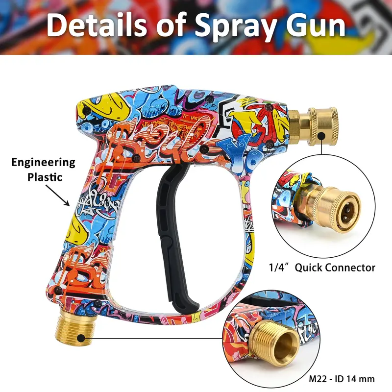 thumbnail image 2 of Frentaly 3000 PSI Pressure Washer Gun With 5 Nozzle Tips & Foam Sprayer – Short Wand 2 of 4