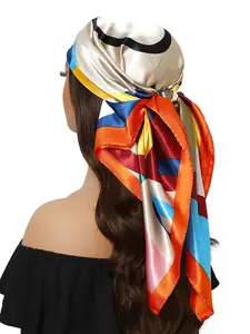 Luxury Printed Scarf Shawl Wrap, Fashionable Travel Accessory, Versatile Women's Headscarf, Ideal for All Seasons, Size 90x90cm