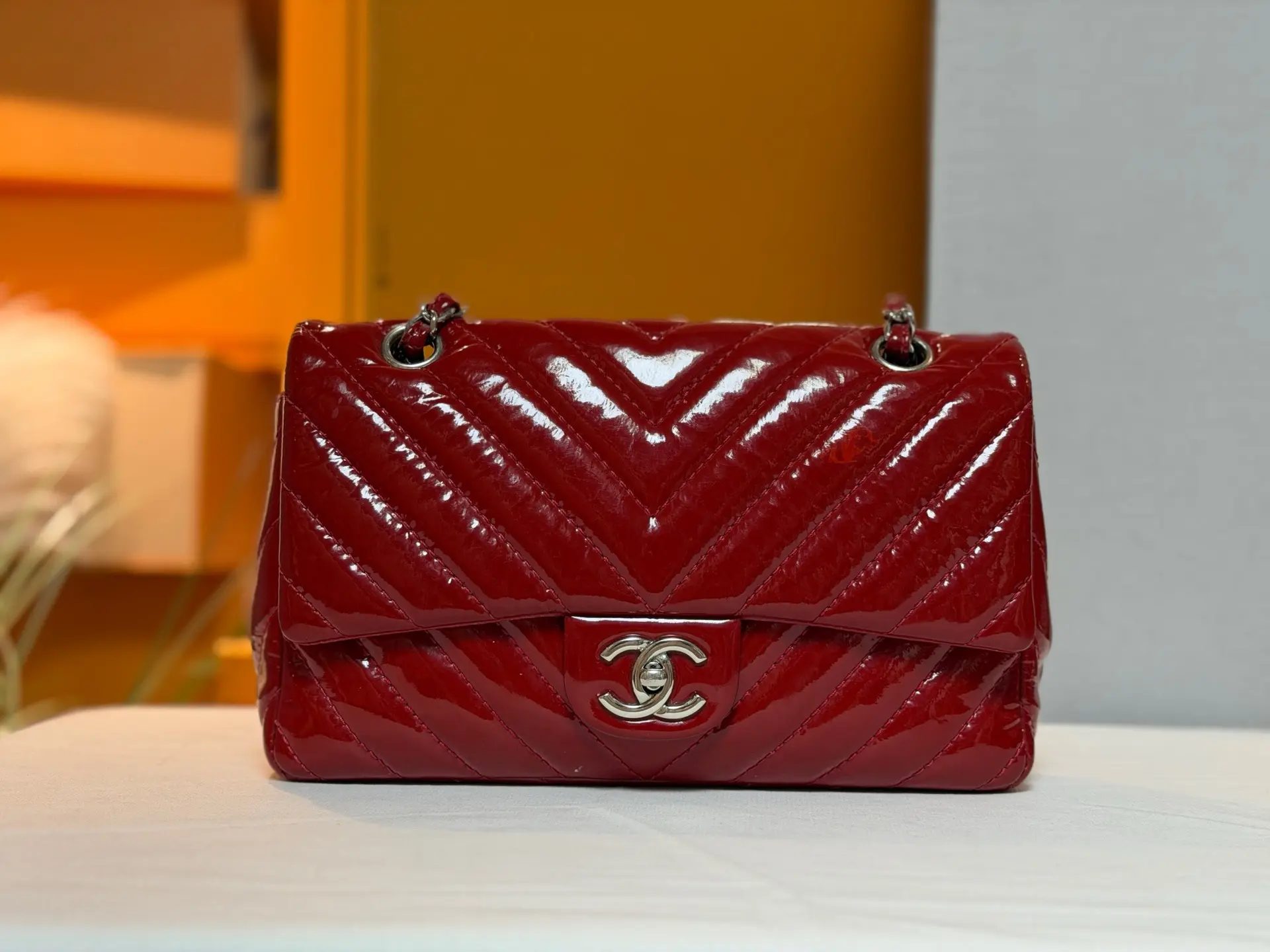Pre-owned CHANEL patent leather Crossbody Bags red crossbody bag