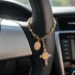 Saint Mary Car Pendant, Cross Charm, Steering Wheel Accessory, Rear View Mirror Hanging Decor, Car Interior Decoration, Lucky Symbol, Bag Charm, Bracelet, Unisex