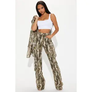 Tall Non-Stretch Camouflage Cargo Jeans – Taupe / Combo Women’s Bottom