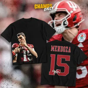 CHAMPS ONLY Fernando Mendoza Special Red Tee Cotton for Cowboys Game Day Fits Cotton T-Shirt Hoodie Hoodie Zip, Signature Heavy Cotton For Football Fans, Menswear Outfit, DTG Breathable Print