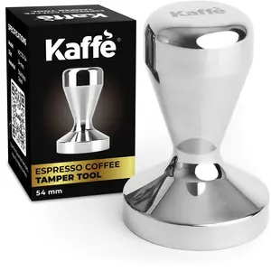 Kaffe Stainless Steel Espresso Tamper & Distributor (54mm) - Premium Coffee Press Tool for Portafilters/ Durable Ground Coffee Hand Tamper